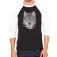 thumbnail image 1 of LA Pop Art Men's Raglan Baseball Word Art T-shirt - Wolf, 1 of 2
