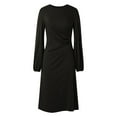 thumbnail image 3 of New Round Neck Cover Fashion Long Sleeved Slim Split Dress Autumn And Winter Women's Wear Dressy Casual Dresses for Women Casual Women Dress Floral Summer Dresses for Women Pregnancy Dresses for, 3 of 6