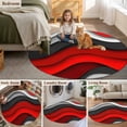 thumbnail image 5 of Round Rugs 3.3Ft, Red Grey Ombre Round Area Rug Washable Indoor Throw Carpet, Geometric Art Modern Moire Abstract Soft Non Slip Circle Rug for Laundry Room Patio Home Decor Aesthetic, 5 of 8