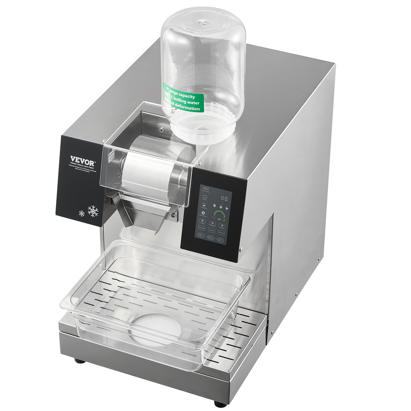 VEVOR Commercial Snowflake Ice Machine, 529.1LBS/24H Snowflake Ice Maker, Stainless Steel Ice Shaver Machine, Electric Snow Cone Maker, Liquid Cooling System for Rapid Heat Dissipation, Ice Cream