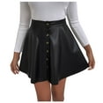 thumbnail image 5 of RUTAYY Women High Waist Button Front Corduroy Flare Printed A-Line Short Mini Skirt Solid Color Smocked Boho Pleated Skirts, 5 of 8