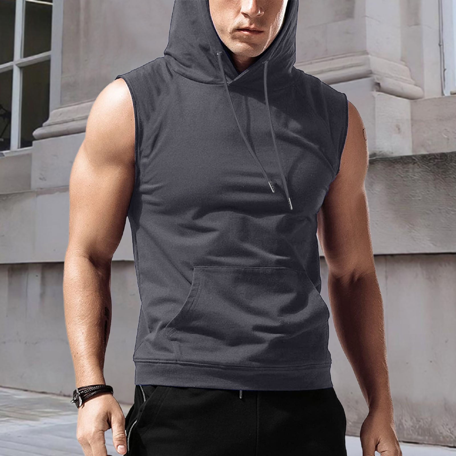 Muscle Shirt Hoodie Débardeur Muscle Homme Avec Capuche 95