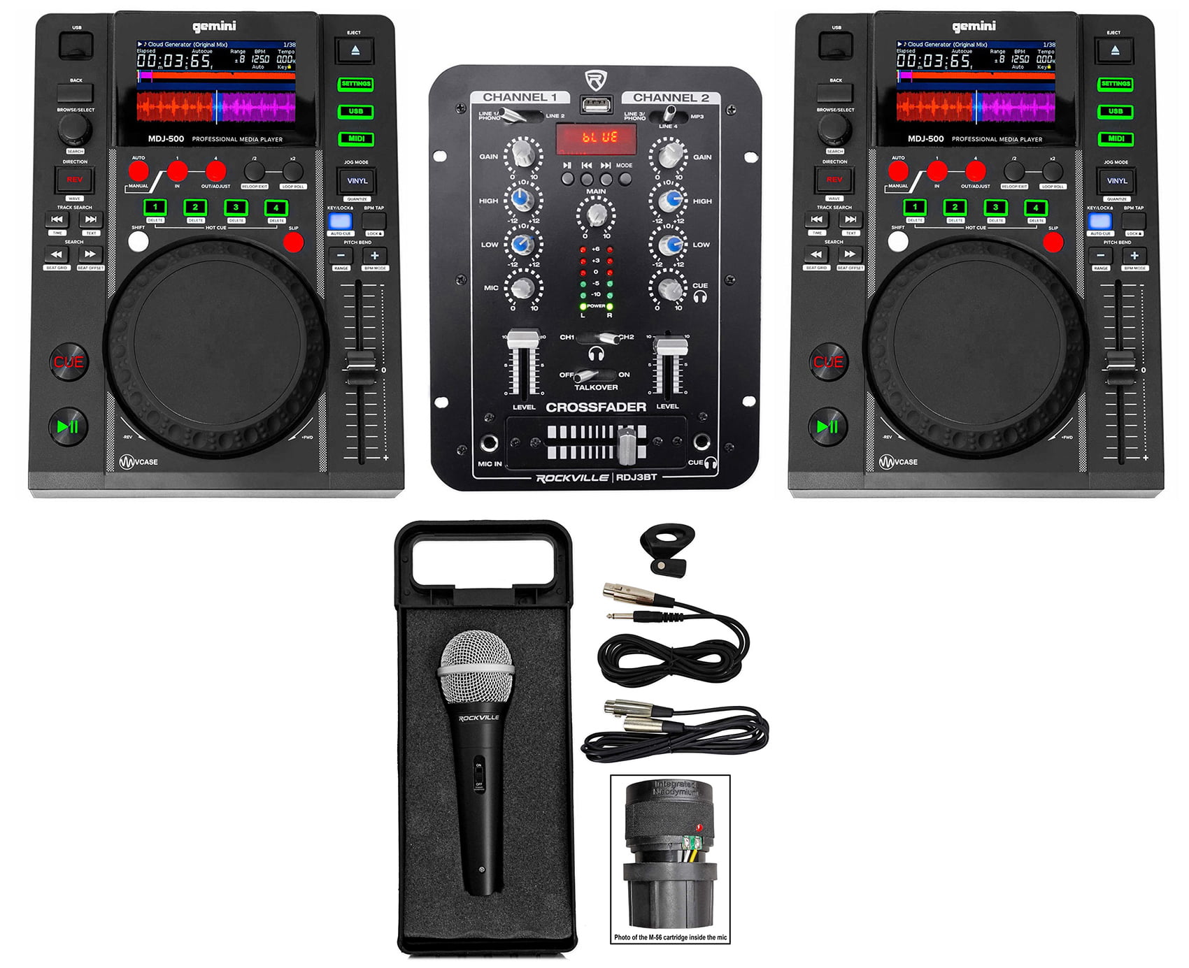2) Gemini MDJ-500 DJ USB Media Players MIDI Controllers+Bluetooth ...