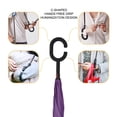 thumbnail image 5 of Windproof Double Layer Folding Inverted Umbrella, Self Stand Upside-Down Car Reverse Umbrella with C- Handle 2pk S11(Purple), 5 of 8
