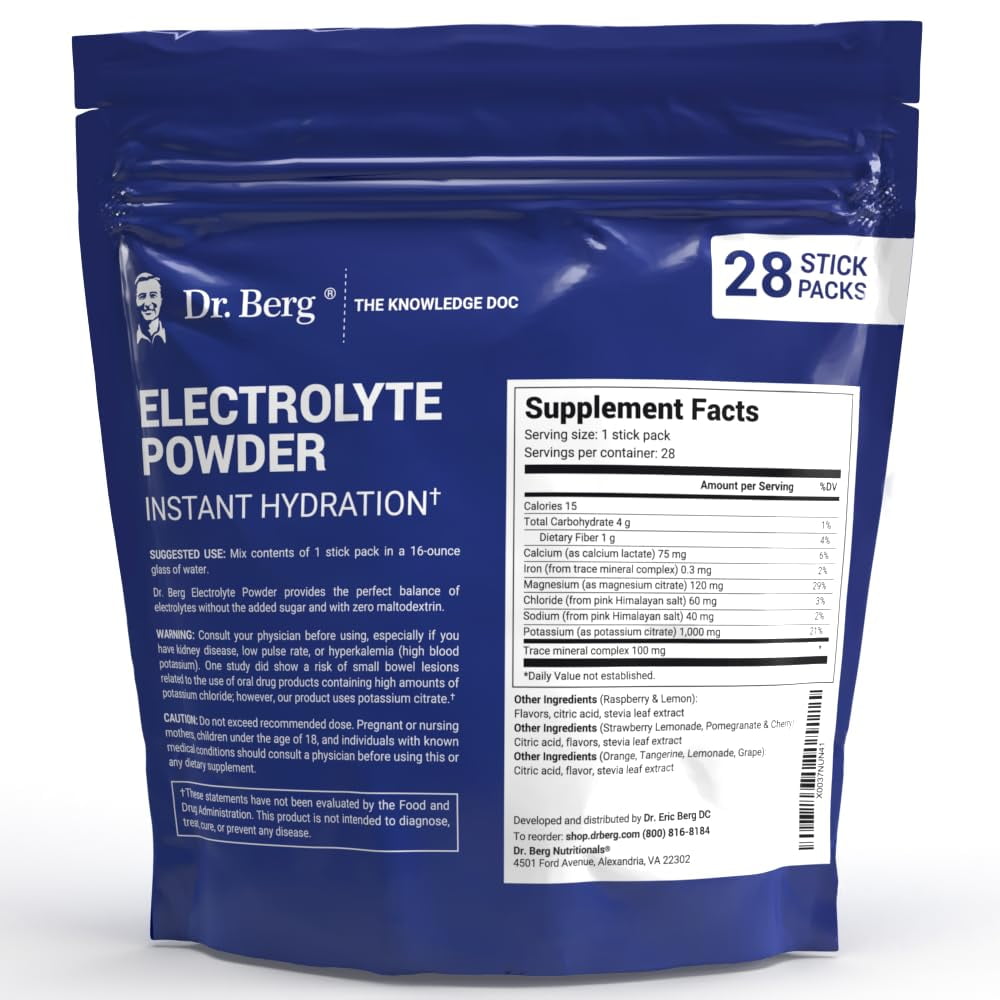 Dr. Berg Electrolyte Powder - Variety Pack, 28 Electrolytes Powder Hydration Packets