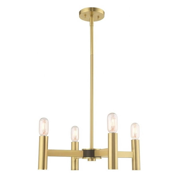 Modern Farmhouse Four Light Chandelier-Satin Brass Finish Bailey Street Home 218-Bel-3110287