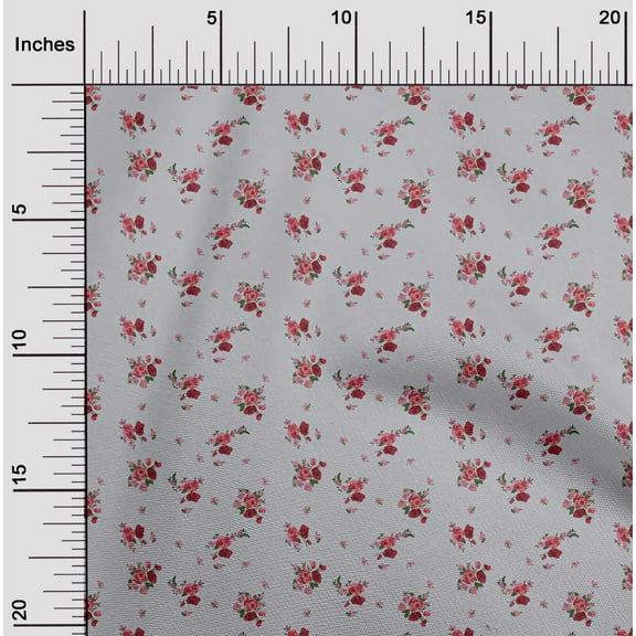 oneOone Organic Cotton Poplin Twill Fabric Leaves & Flower Floral Decor Fabric Printed BTY 42 Inch Wide