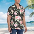 thumbnail image 3 of Bingfone Men's Short Sleeve Button Down Shirts Hawaiian Rose Flowers Printed Beach Shirt, 3 of 7