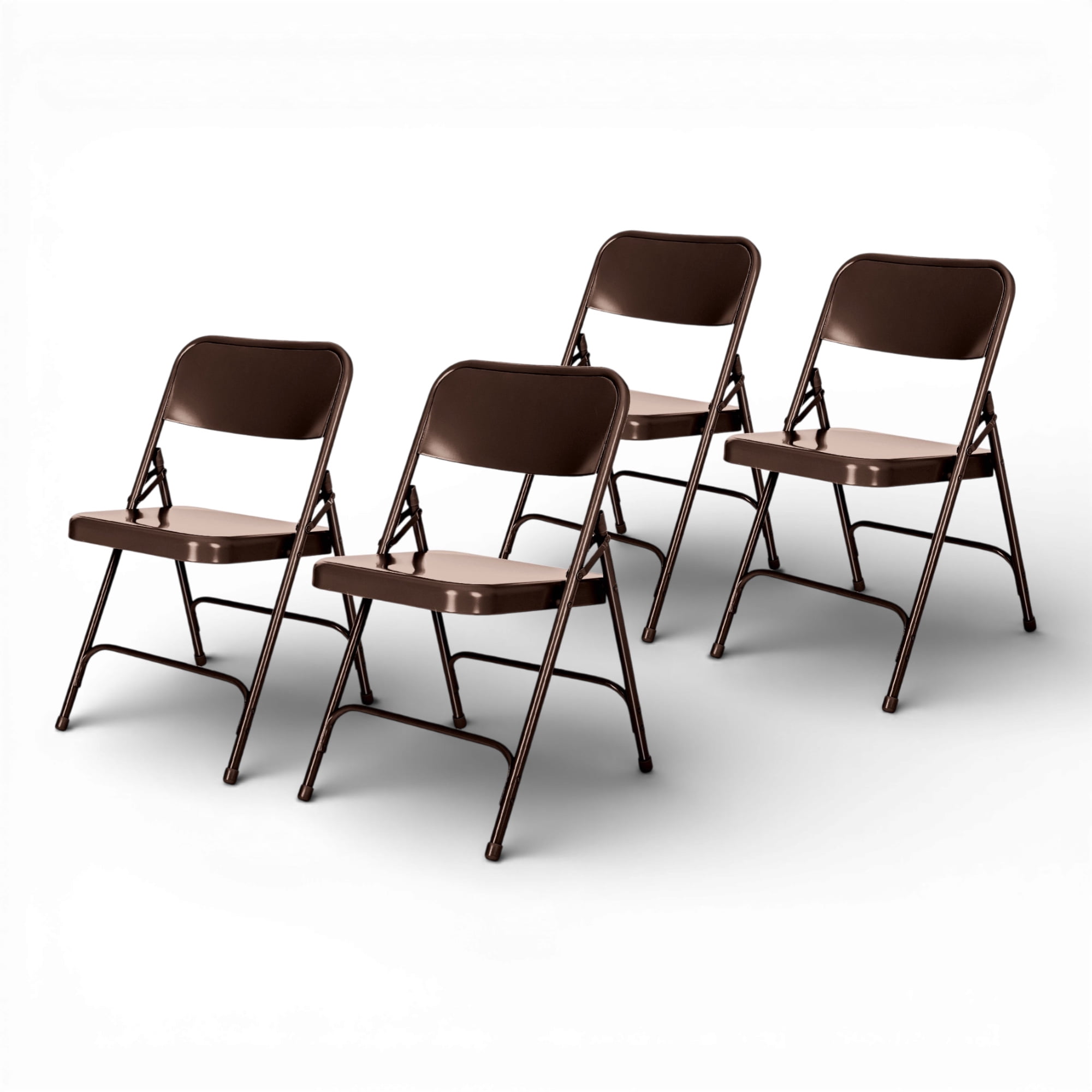 Hampden Furnishings Bernadine Collection Steel Double Hinge Folding Chair, Brown, 4 PACK