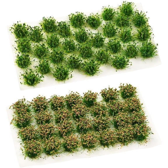 56Pcs 2 Colors Mini Model Grass Diorama Grass Small Nylon Jungle Green Plant Static Artificial Shrubs Bushes Miniature Tufts Modle for DIY Train Landscape Railway Garden Diorama Adult Supply Clear