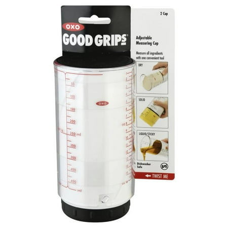 OXO Good Grips 2 Cup Adjustable Measuring Cup, Clear/Black