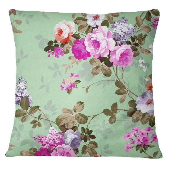 S4Sassy Floral Print Decorative Green Sofa Coshion Cover Square Pillow Case - Choose Size