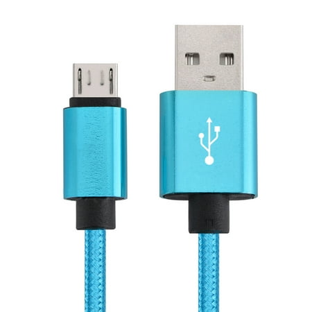 10FT Braided Micro USB Cable Charger for Android, USB2.0 to Micro USB Cable Charger Cord for Samsung, HTC, Motorola, Nokia, Kindle, MP3, Tablet and more ( Blue )