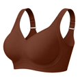 thumbnail image 5 of VISALY Jelly Bras for Women Plus Size Seamless Wireless Lifting Bra Full Coverage V‑Neck No Underwire Support Bralette Wide Strap Smoothing Soft Comfy Lift Minimizer Push Up T‑Shirt Bra Brown M, 5 of 6
