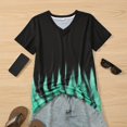 thumbnail image 2 of Camiseta de manga corta para mujer, cuello en V, estampado gráfico, informal, holgado, de moda, Top básico de verano, Verde M, 2 of 8