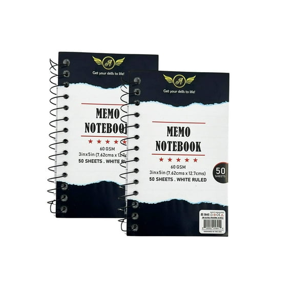 Memo Notebook 3 X 5 Inches White Ruled Sheets: 50CT