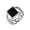 Silver Onyx, variant on Stainless Steel Cuban Link Ring Square Gemstone Signet Edgy Statement Jewelry for Streetwear & Daily Wear Silver Onyx Size 9