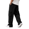thumbnail image 3 of Glisme Pants For Men High Waist Straight Leg Loose Fit Solid Color Slacks Basic Clothes 2Xl Black, 3 of 8