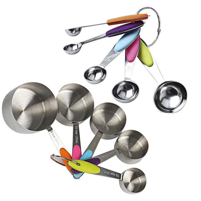 Juego De Medición De Acero Inoxidable, , Tazas Medidoras Coloridas, Cucharas Para Cocinar, Hornear, Condimentos10 Uds. Scienceny HA017748-00