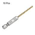 thumbnail image 3 of Uxcell 10 Pieces Drill Bit 3/32" Gold Titanium M2 HSS Twist Drill Bit with 1/4" Hex Shank, 3 of 7