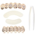 thumbnail image 1 of 1 Set Hip Hop Style Dentures Six False Teeth Cover Metallic Punk Dentures Fashionable Diamond-studded Denture Decor Copp, 1 of 8