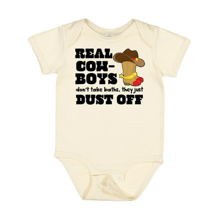

Inktastic Boys Real Cowboys Don t Take Baths They Dust off Gift Baby Boy Bodysuit