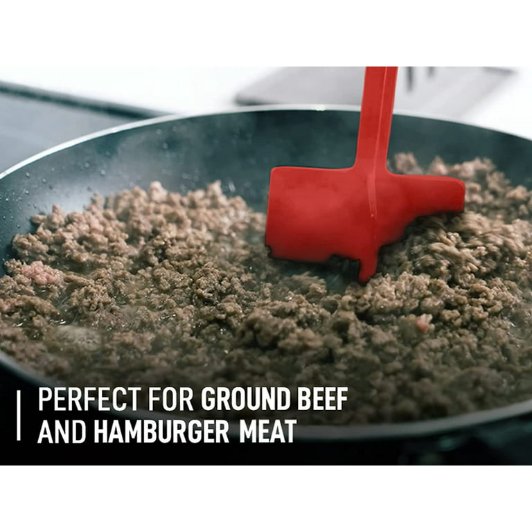 5 Blades Kitchen Ground Meat Chopper Spatula | Hamburger Ground Beef Mix N  Chop Tools | for Non-Stick Cookware (Red)