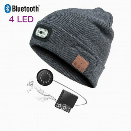 LED Bluetooth Headphone Beanie, Knitting Hat With Wireless Smart Headset Earphone For Warm Sports Music And