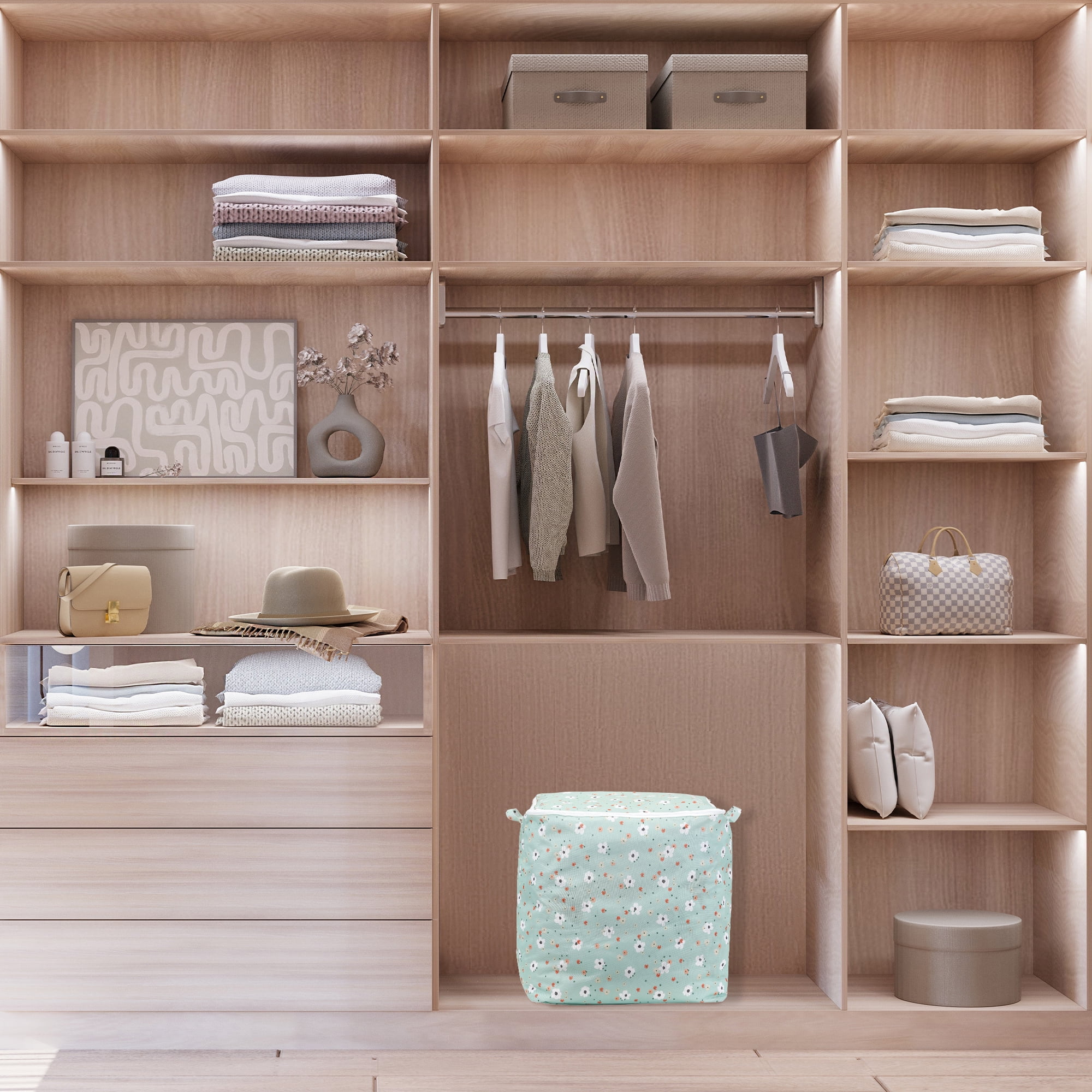 Unique Bargains Clothes Storage Bags for Closet Organizers and Storage Green 22x17.5x22in