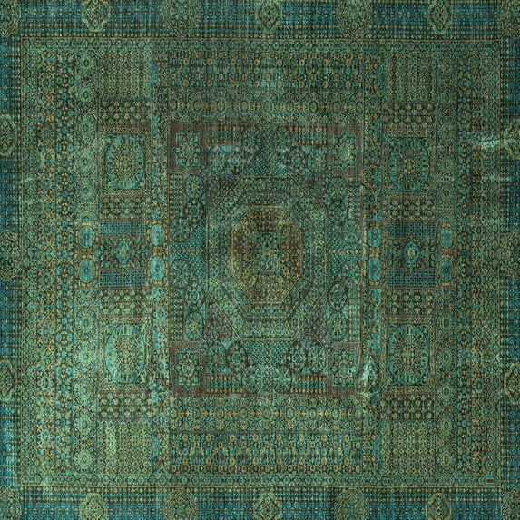 Ahgly Company Indoor Square Oriental Light Blue Modern Area Rugs, 3' Square