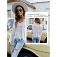 thumbnail image 7 of Xuanfei Women Striped Colorblock Deep V Neck Long Sleeve Fringed Ripped Crop Sweater, 7 of 7
