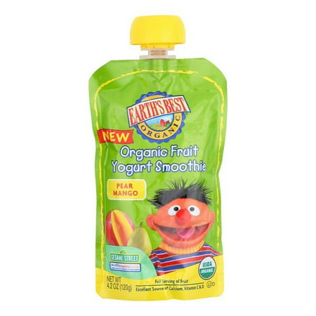 Earth's Best Organic Fruit Yogurt Smoothie - Pear Mango - Pack of 12 - 4.2 (Best Orange Juice For Toddlers)