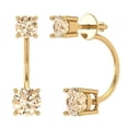 thumbnail image 2 of Yellow Solid Solid Gold Solitaire Stud Everyday Dainty Earrings - 3.0 Ct Brilliant Round Cut Studs Natural Morganite 14K, Everyday Dainty Earrings Screw Back, 2 of 7