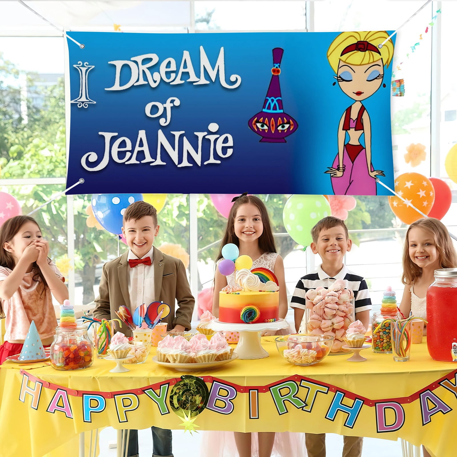 I Dream of Jeannie-Theme Backdrops Banner Birthday Party Decor Supplies Personalized Party Backdrop Decoration,5x3ft（150x90cm）