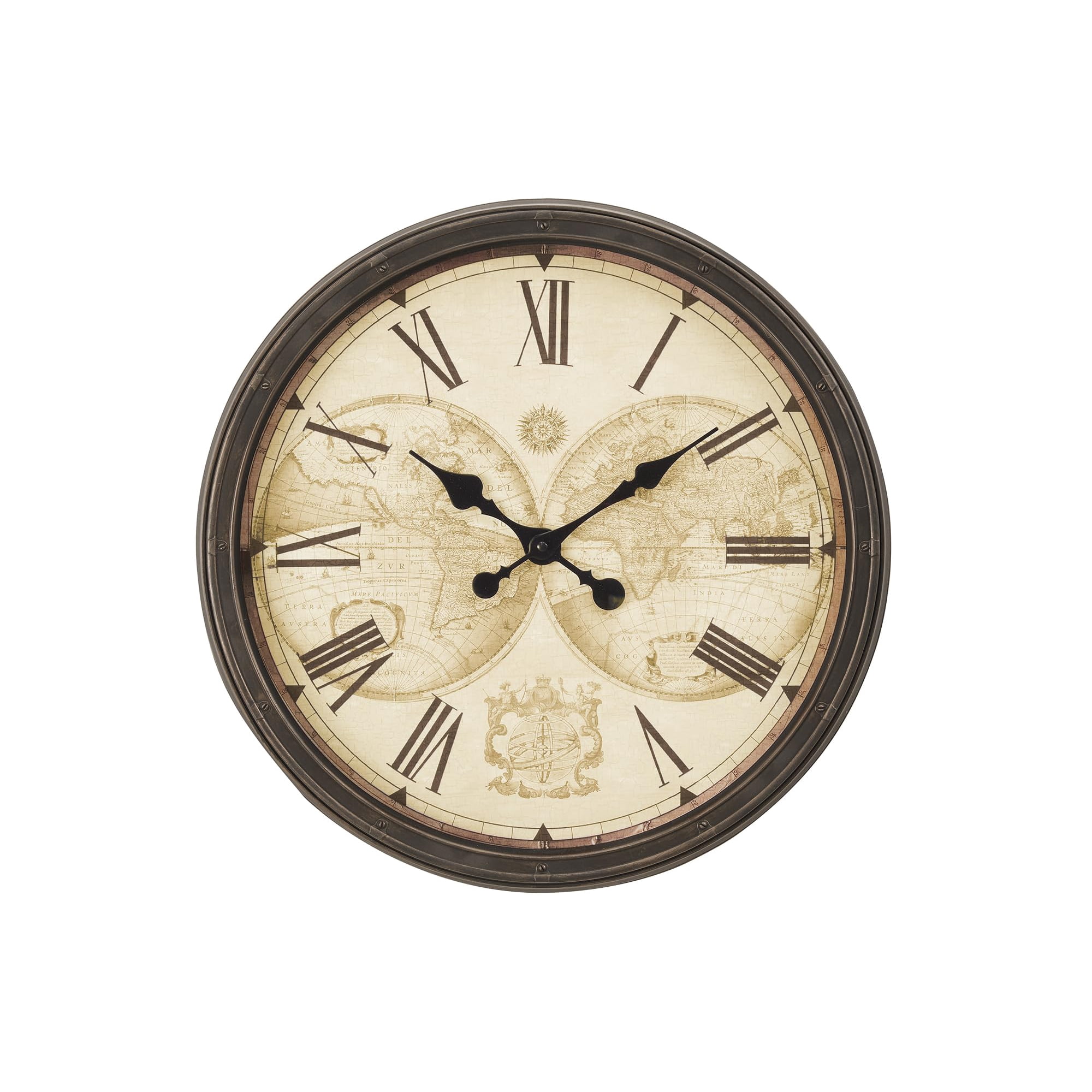 Clocks 20 Round Wall Clock Antique Brown Transitional