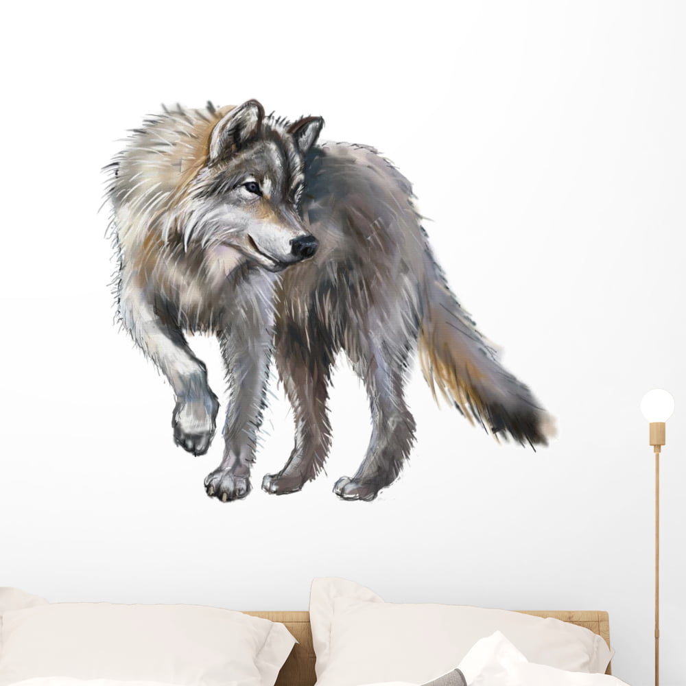 Removable Fridge Wall Sticker Self Adhesive Animals A wolf in the forest 
