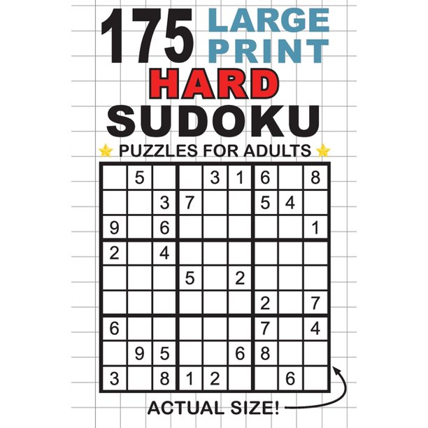 175 large print hard sudoku puzzles for adults only one puzzle per page pocket 6x9 size paperback walmart com