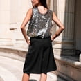 thumbnail image 6 of Laqbezok Women's Large Sequin Tank Top, Sparkly Sleeveless Scoop Neck Paillette Blouse, Sexy Beach Party Outfit, 6 of 9