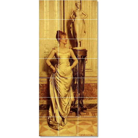 Ceramic Tile Mural-Frederic Soulacroix Women Painting 83. 24" w x 56" h using (21) 8 x 8 ceramic tiles