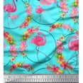 thumbnail image 1 of Soimoi Poly Georgette Fabric Floral Wreath & Flamingo Bird Fabric Prints by Yard 52 Inch Wide, 1 of 5