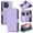 Purple, variant on for iPhone 12 Pro / 12 6.1" Wallet Case, Multi-Functional Zipper Purse Case, with Flip Stand Card Holder PU Leather Phone Cover with Lanyard & Wrist Strap for iPhone 12 Pro / 12 6.1", Black