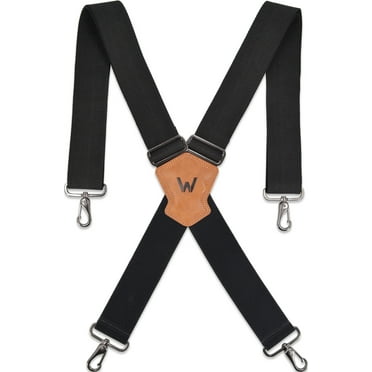 WELKINLAND Men's Heavy-Duty 2Inch-Wide Detachable Work Suspenders, Black, L, XL, XXL, 1 Box Set