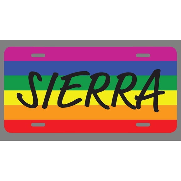 Sierra Name Pride Flag Style License Plate Tag Vanity Novelty Metal | UV Printed Metal | 6-Inches By 12-Inches | Car Truck RV Trailer Wall Shop Man Cave | NP2184