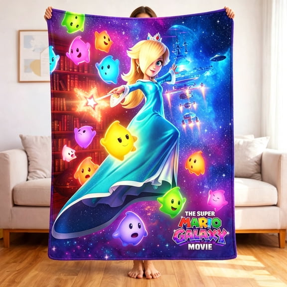 Premium Custom Flannel Blanket Personalized Soft Cozy Throw Blanket All Season Washable For Sofa Couch Bed Gift Home Décor - Super Mario Galaxy 06 40x50