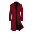 thumbnail image 7 of Fnooota Peacoats for Men, Lapel Collar Business Mid-length Single Breasted Mens Wool Coats Red Size M, 7 of 7