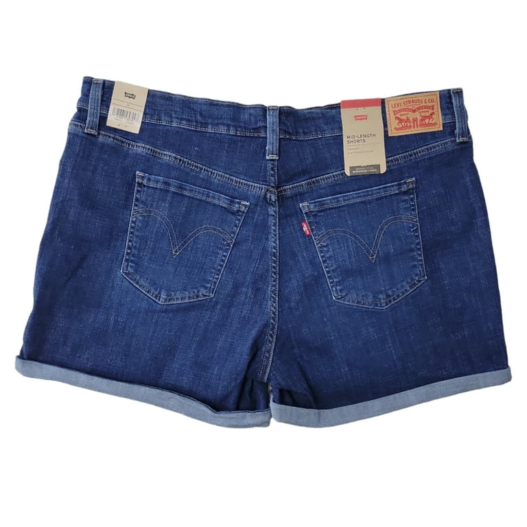 パンツ wave design high waist denim-navy Short WAVE DESIGN HIGH WAIST DENIM / ivory , blue , navy / short