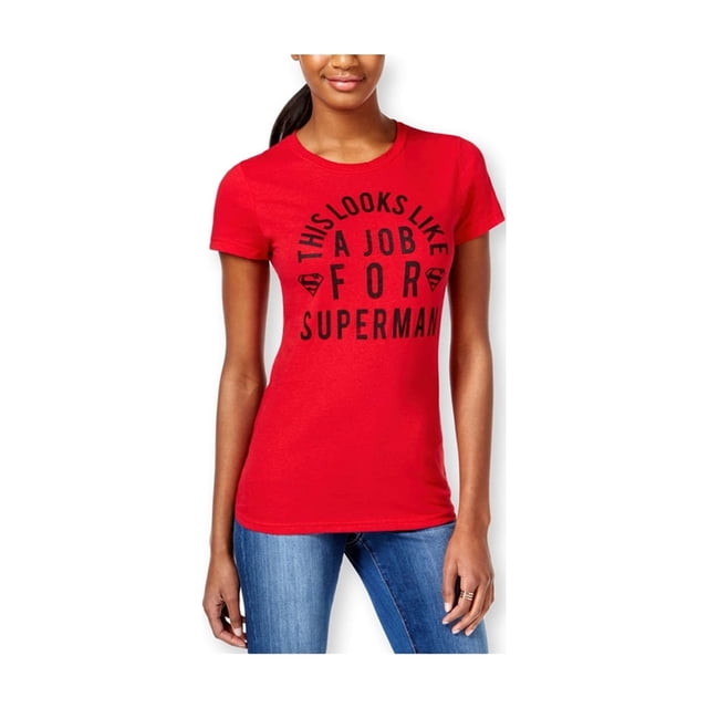 Bioworld - Camiseta gráfica para mujer This Looks Like A Job For Superman, color rojo, pequeña