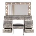 thumbnail image 6 of Ktaxon Large Makeup Vanity, Get Ready with Me GRWM Vanity Table Set w/ Visible Glass Top w/ Charging Station, Gray, 6 of 7