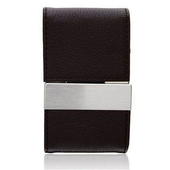 Aeropen Card Case ( Brown Leather / Metal / Double Magnetic Flap ) Model No. CC-34BRN