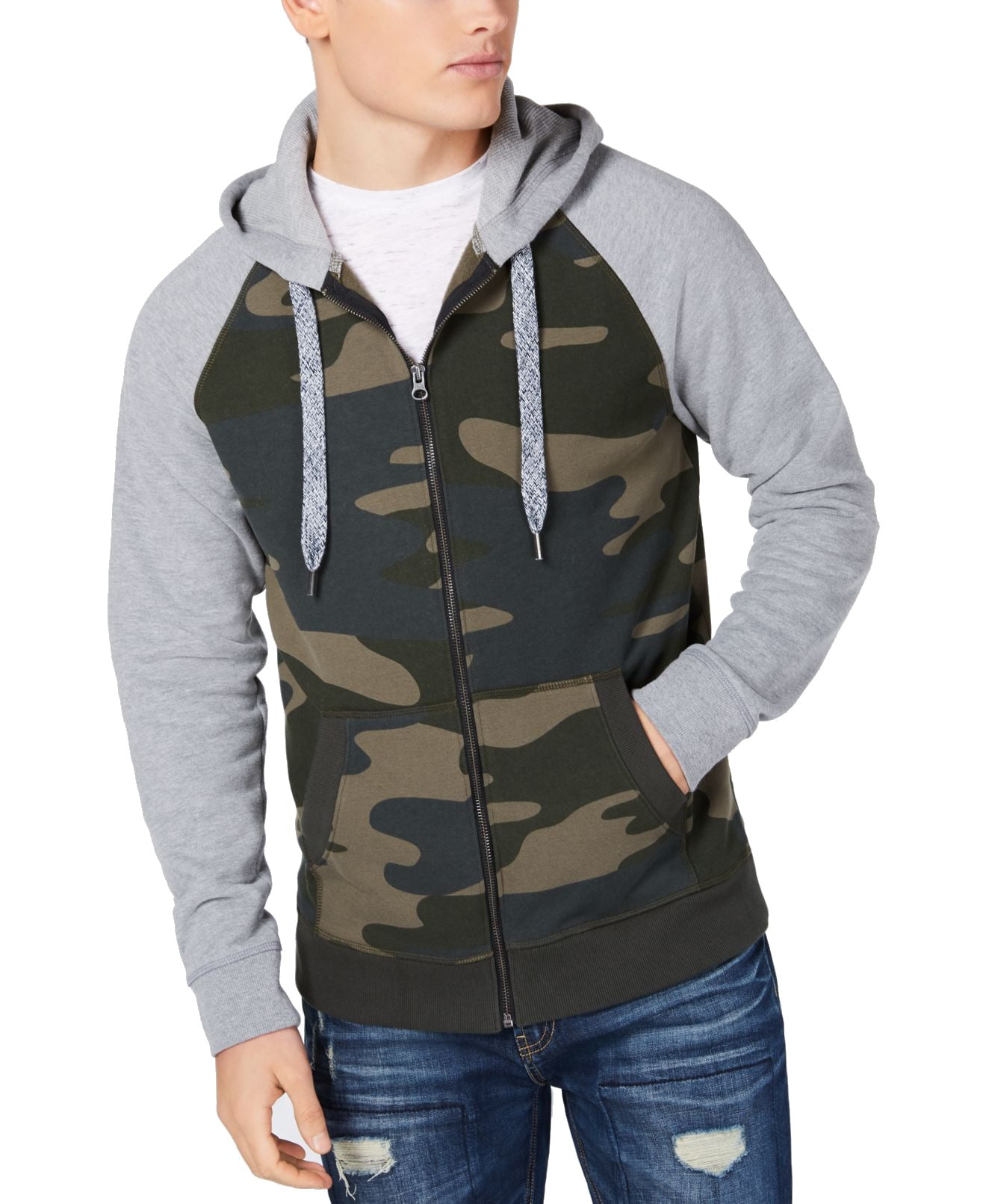 American Rag Solid Full-Zip Fleece Sweatshirt Deep Black Size XL